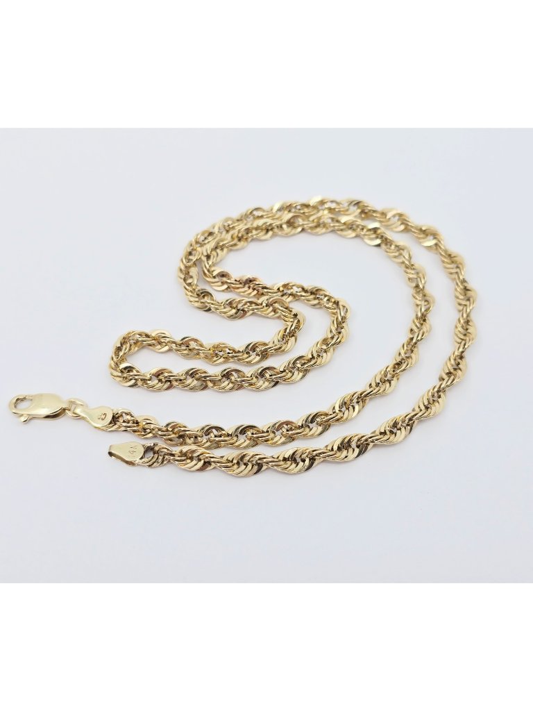 Unique 14k Karat Solid Yellow Gold Designer Rope Chain Necklace  1950 Length